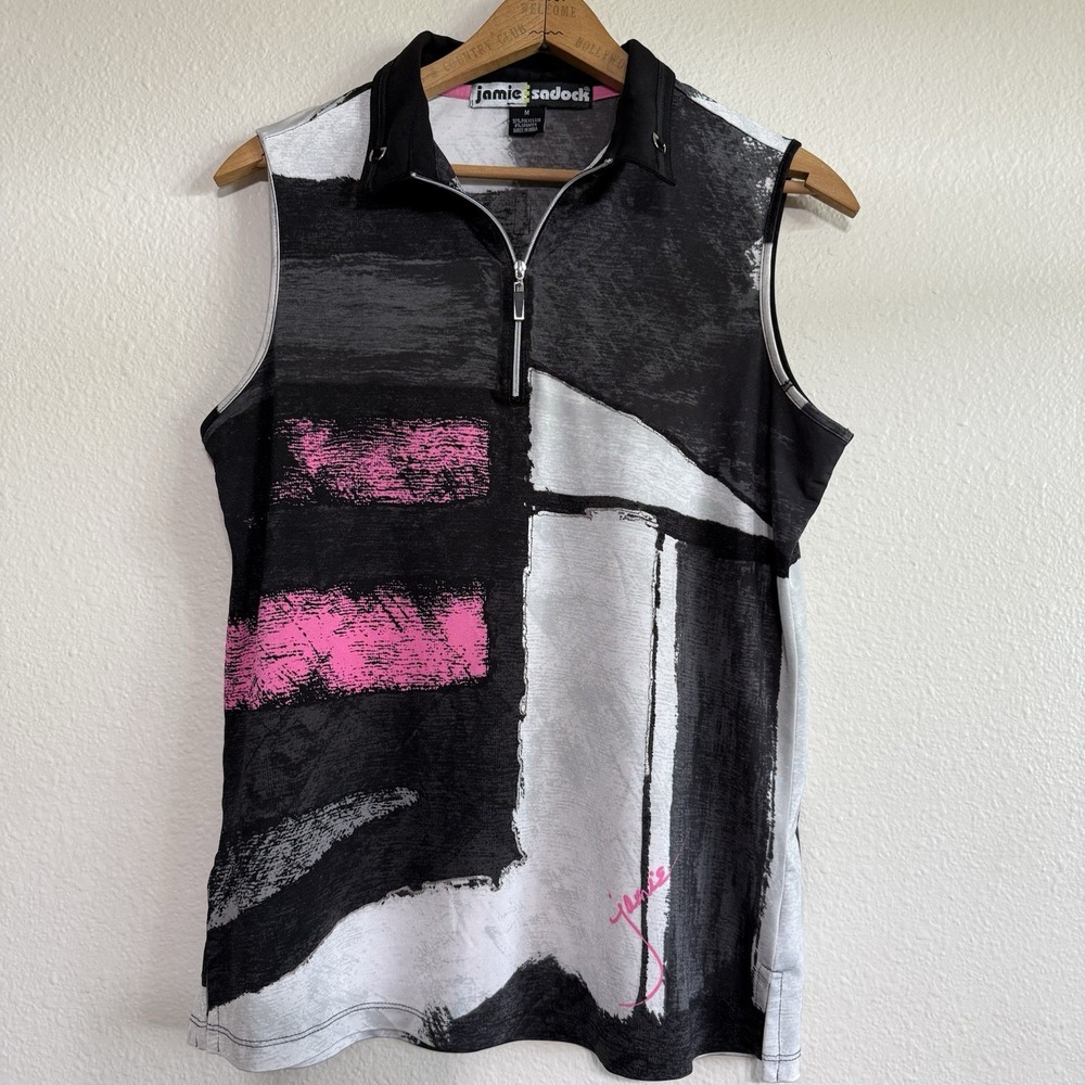 Jamie Sadock Black and Pink Graphic Muscle Tee